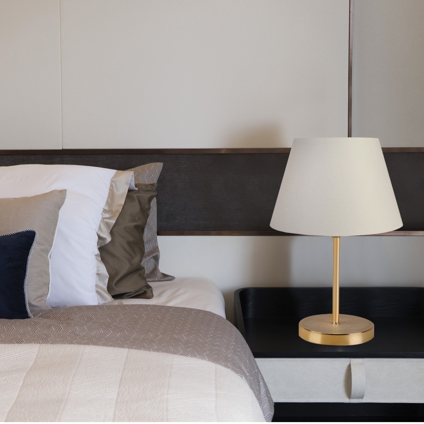 Candeeiro de mesa AYD 1xE27/60W/230V branco/dourado