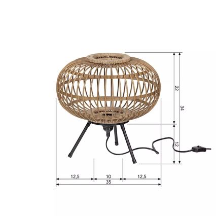 Candeeiro de mesa BASICLABEL 1xE27/40W/230V bambu