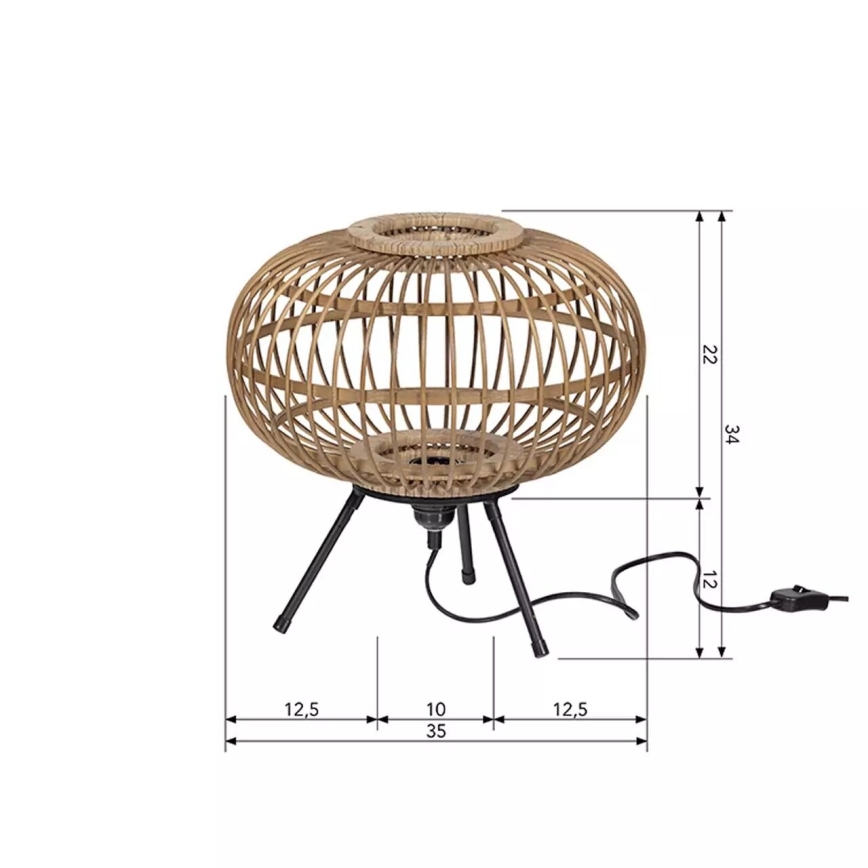 Candeeiro de mesa BASICLABEL 1xE27/40W/230V bambu