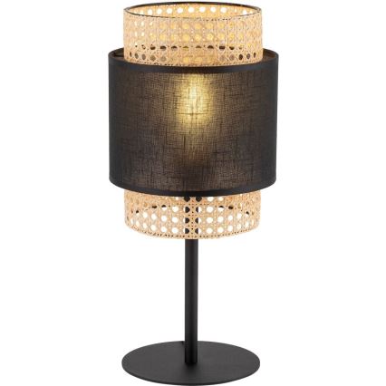 Candeeiro de mesa BOHO 1xE27/15W/230V preto/rattan