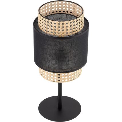 Candeeiro de mesa BOHO 1xE27/15W/230V preto/rattan