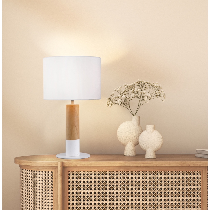 Candeeiro de mesa CARROL 1xE27/40W/230V branco/castanho