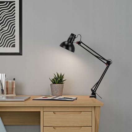 Candeeiro de mesa com clipe 1xE27/60W/230V preto