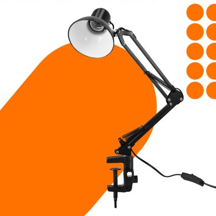 Candeeiro de mesa com clipe 1xE27/60W/230V preto