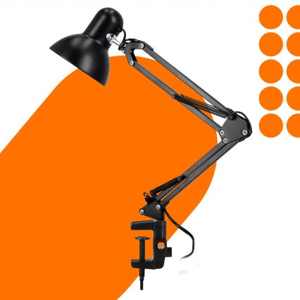 Candeeiro de mesa com clipe 1xE27/60W/230V preto