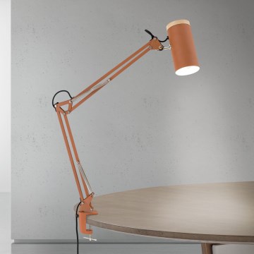 Candeeiro de mesa com clipe GILI 1xE27/40W/230V cor tijolo