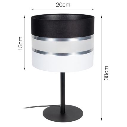 Candeeiro de mesa CORAL 1xE27/60W/230V preto/branco