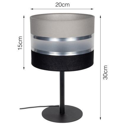 Candeeiro de mesa CORAL 1xE27/60W/230V preto/cinzento