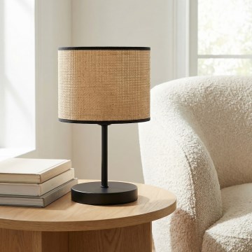 Candeeiro de mesa ECO 1xE27/15W/230V bege/rattan