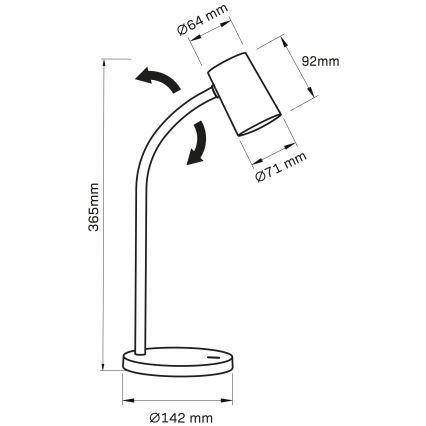 Candeeiro de mesa FELIX 1xGU10/9W/230V preto