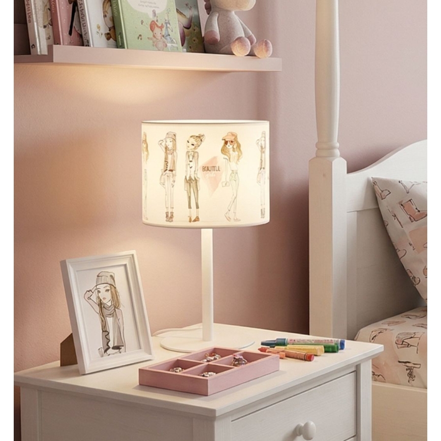 Candeeiro de mesa infantil GIRLS VIBES 1xE27/60W/230V Ø 18 cm para meninas