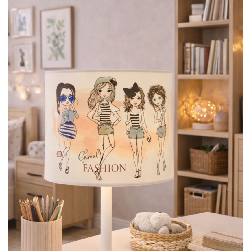 Candeeiro de mesa infantil GIRLS VIBES 1xE27/60W/230V Ø 18 cm para raparigas