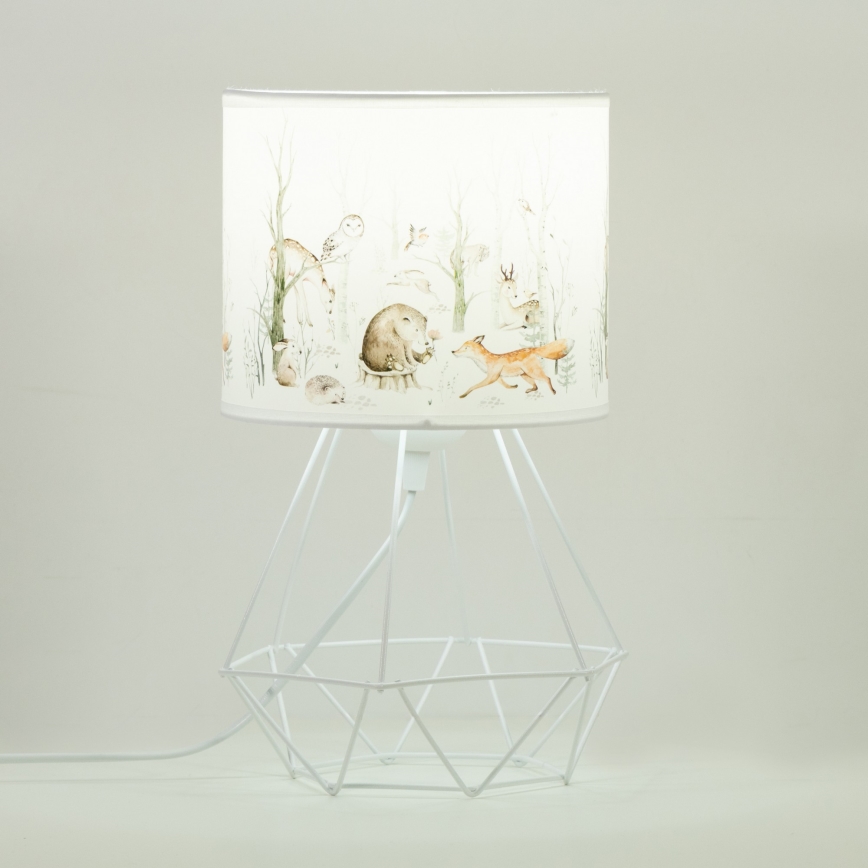 Candeeiro de mesa infantil KIDS ROOM 1xE27/60W/230V Ø 18 cm, com motivos de animais