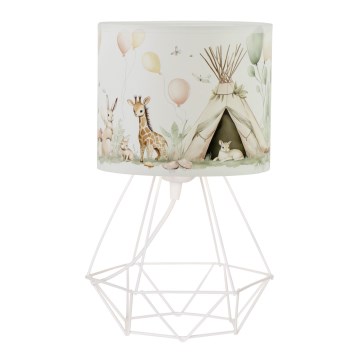 Candeeiro de mesa infantil KIDS ROOM 1xE27/60W/230V, Ø 18 cm, com motivos de animais