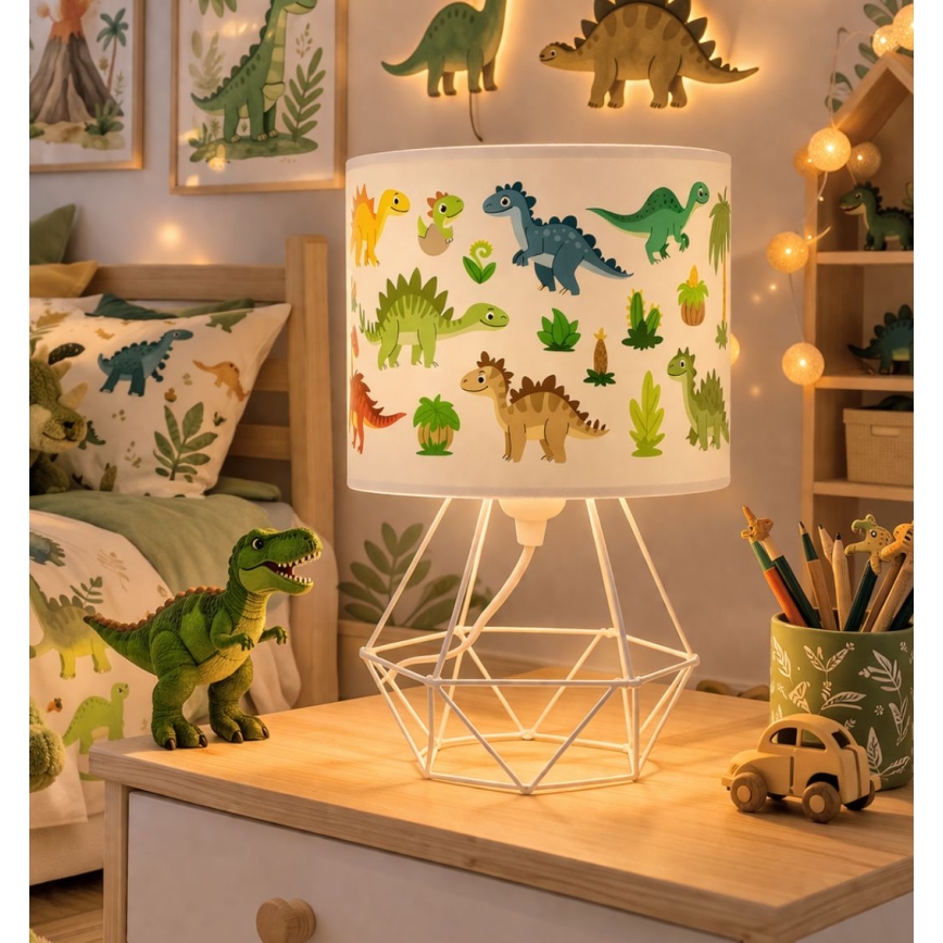 Candeeiro de mesa infantil KIDS ROOM 1xE27/60W/230V Ø 18 cm dinossauro