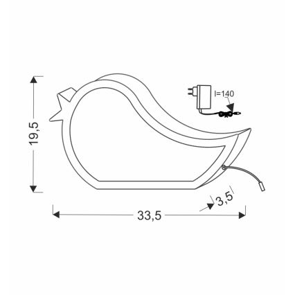 Candeeiro de mesa infantil LED BIRD LED/12W/230V rosa
