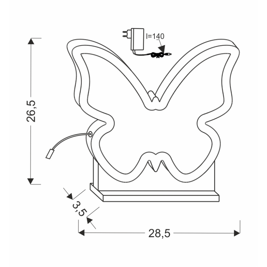 Candeeiro de mesa infantil LED BUTTERFLY LED/14W/230V rosa