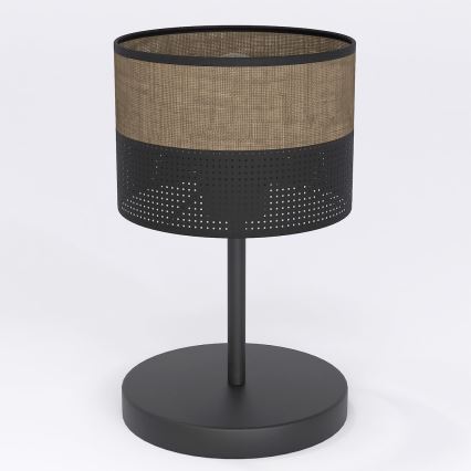 Candeeiro de mesa KARBON 1xE27/15W/230V preto/castanho
