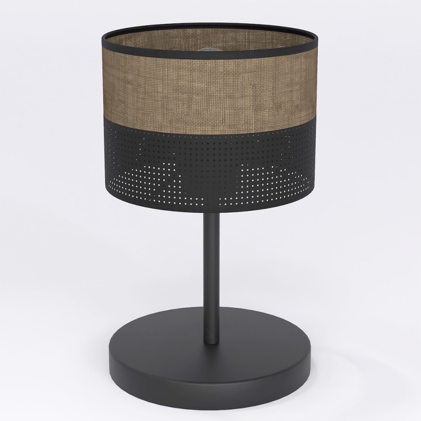 Candeeiro de mesa KARBON 1xE27/15W/230V preto/castanho