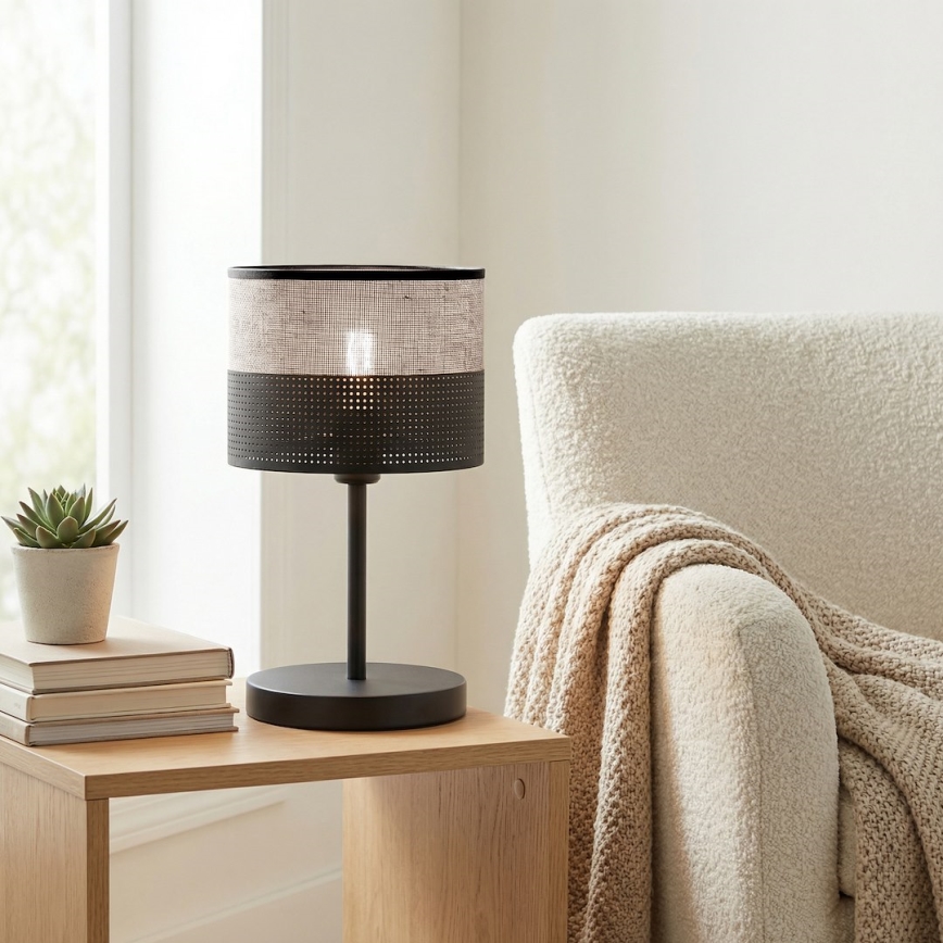 Candeeiro de mesa KARBON 1xE27/15W/230V preto/cinzento