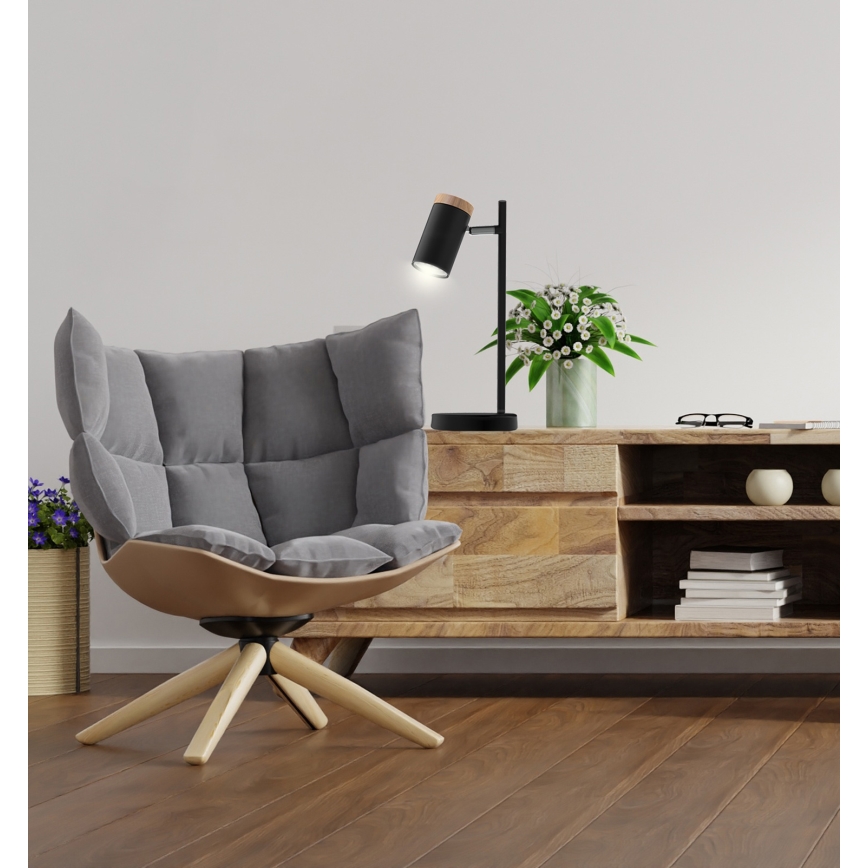 Candeeiro de mesa LAGOS 1xGU10/15W/230V preto/castanho