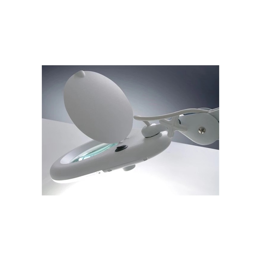 Candeeiro de mesa LED com lupa LED/9W/230V branco/cromado brilhante