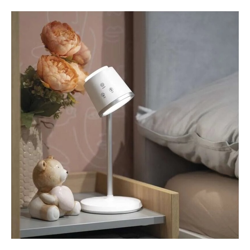 Candeeiro de mesa LED com regulação 4em1 LED/6W/3,7V 3000K/4000K/6500K 1500mAh branco