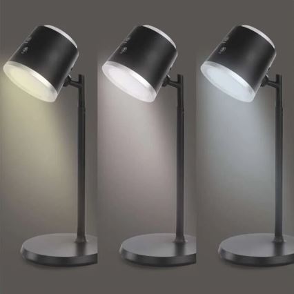 Candeeiro de mesa LED com regulação 4em1 LED/6W/3,7V 3000K/4000K/6500K 1500mAh preto