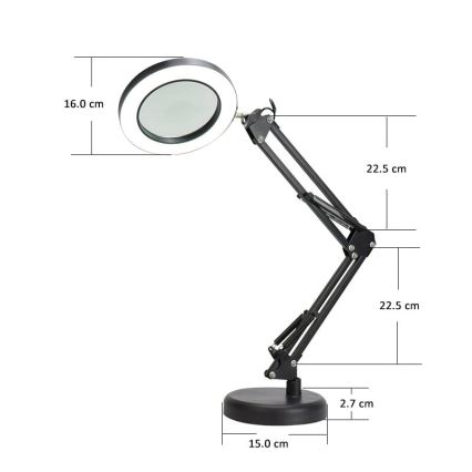 Candeeiro de mesa LED com regulação com uma lupa LED/10W/230V 3000/4500/6000K