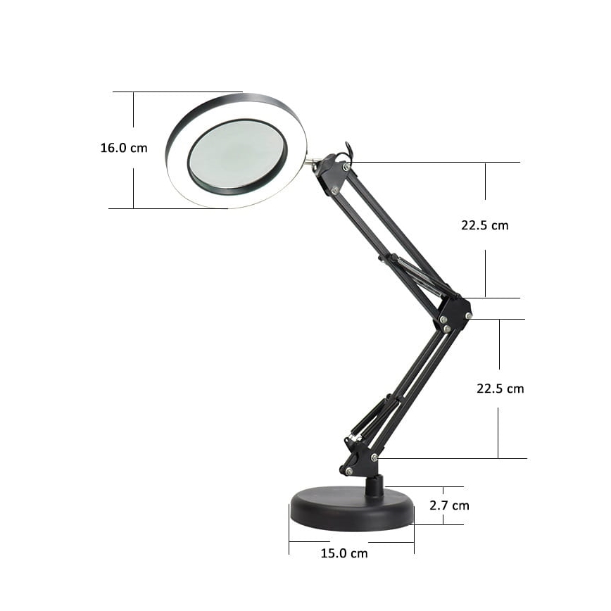 Candeeiro de mesa LED com regulação com uma lupa LED/10W/230V 3000/4500/6000K