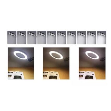 Candeeiro de mesa LED com regulação com uma lupa LED/6W/5V 3000K/4000K/6000K preto