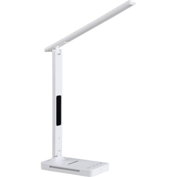 Candeeiro de mesa LED com regulação e carregamento sem fios QI, ecrã e Porta USB LED/7W/230V 3000-6000K branco