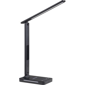 Candeeiro de mesa LED com regulação e carregamento sem fios QI, ecrã e Porta USB LED/7W/230V 3000-6000K preto
