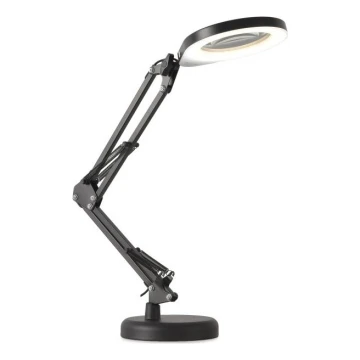 Candeeiro de mesa LED com regulação e uma lupa 2em1 AURIQ LOUPE LED/10W/5V 3000/4000/6500K preto