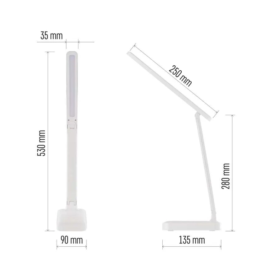 Candeeiro de mesa LED com regulação LED/5W/3,7V 3000K/4000K/6500K 800mAh branco