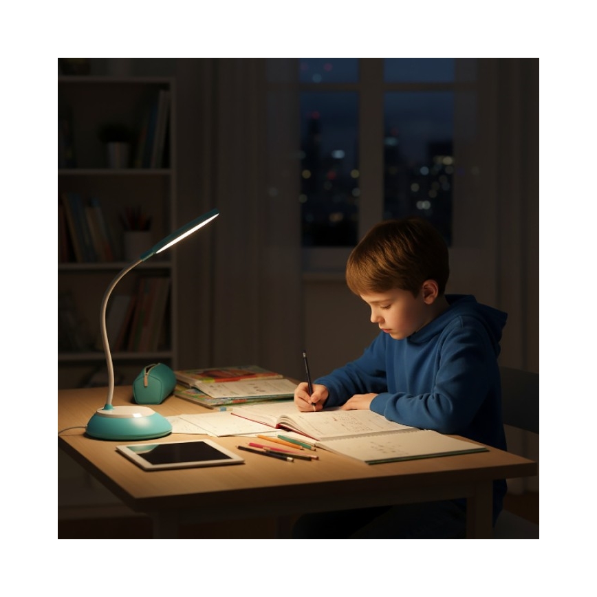 Candeeiro de mesa LED com regulação VISUA LED/5W/5V 3000-5000K 1200 mAh azul