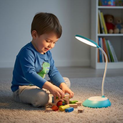 Candeeiro de mesa LED com regulação VISUA LED/5W/5V 3000-5000K 1200 mAh azul
