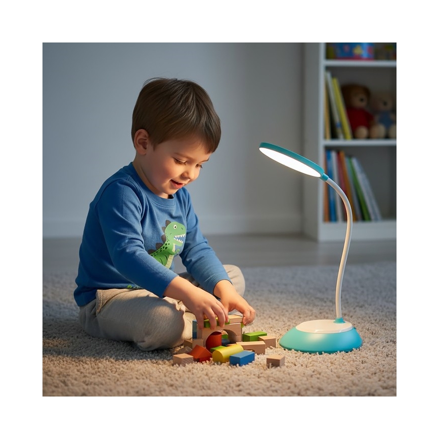 Candeeiro de mesa LED com regulação VISUA LED/5W/5V 3000-5000K 1200 mAh azul