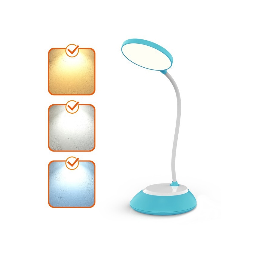 Candeeiro de mesa LED com regulação VISUA LED/5W/5V 3000-5000K 1200 mAh azul