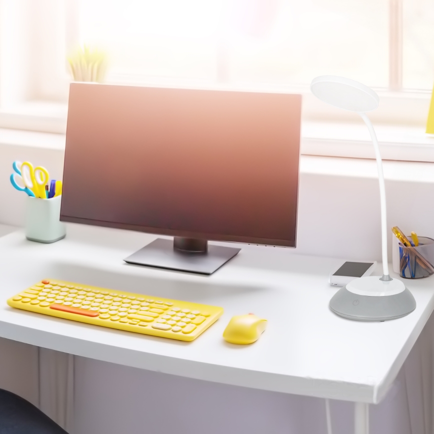 Candeeiro de mesa LED com regulação VISUA LED/5W/5V 3000-5000K 1200 mAh cinzento