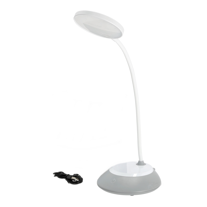 Candeeiro de mesa LED com regulação VISUA LED/5W/5V 3000-5000K 1200 mAh cinzento