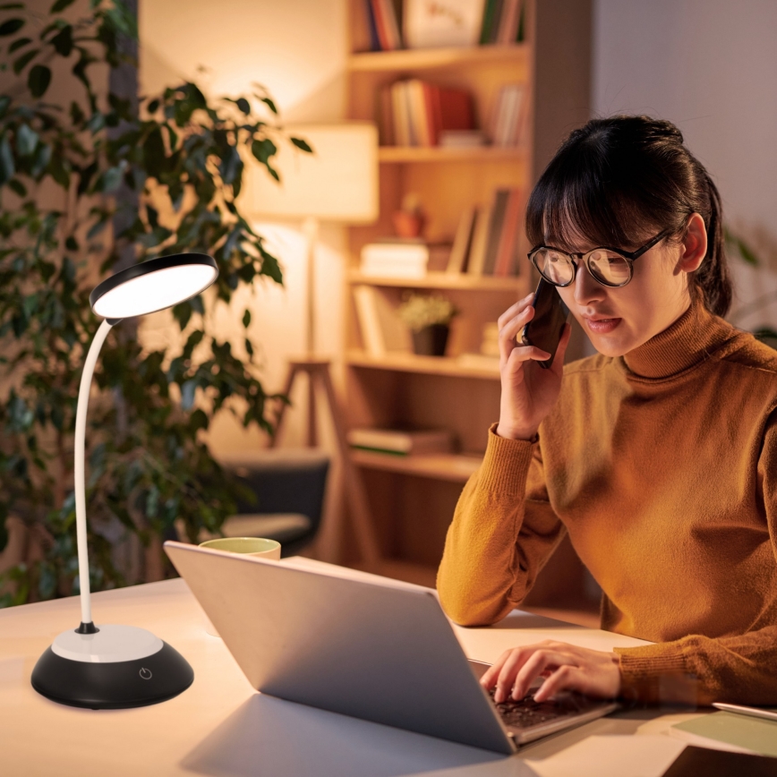 Candeeiro de mesa LED com regulação VISUA LED/5W/5V 3000-5000K 1200 mAh preto