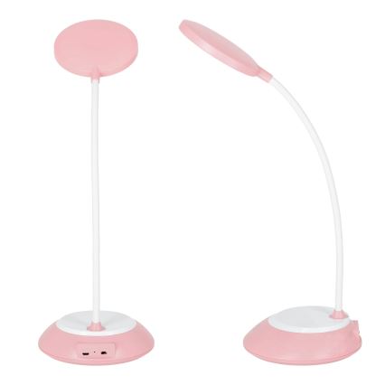 LED Candeeiro de mesa recarregável com regulação VISUA LED/5W/5V 3000-5000K 1200 mAh rosa