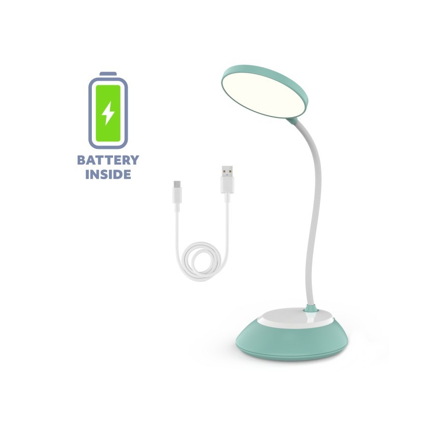 Candeeiro de mesa LED com regulação VISUA LED/5W/5V 3000-5000K 1200 mAh turquesa