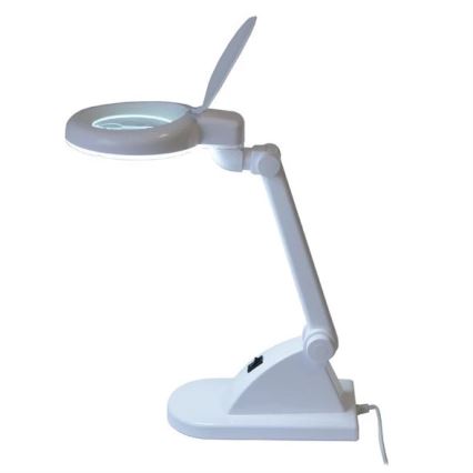 Candeeiro de mesa LED com uma lupa LED/6W/230V branco