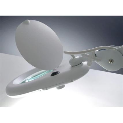 Candeeiro de mesa LED com uma lupa LED/9W/230V branco