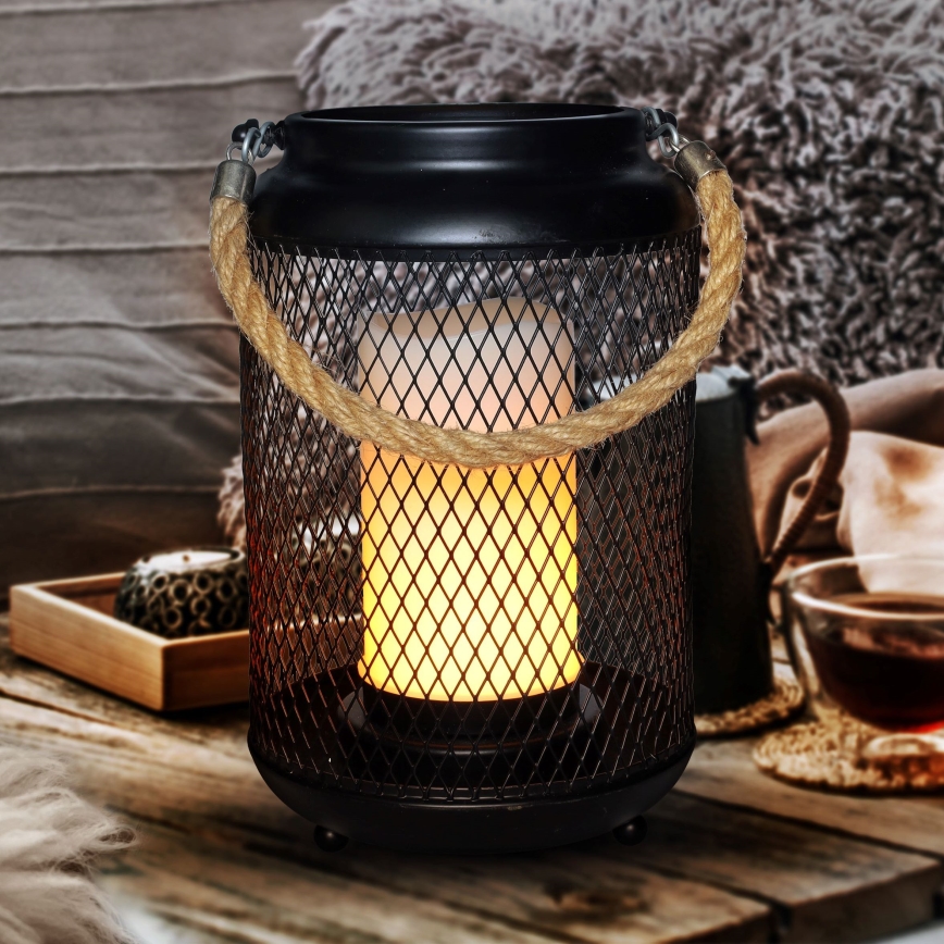 Candeeiro de mesa LED decorativo LED/3xAA preto