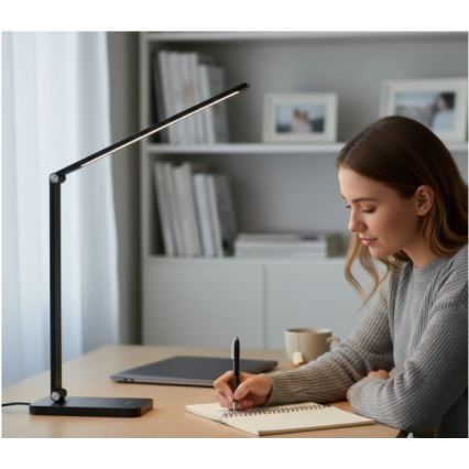 Candeeiro de secretária LED regulável com carregamento sem fios QI NOBLITE Q LED/7W/230V 3000/4000/6500K preto