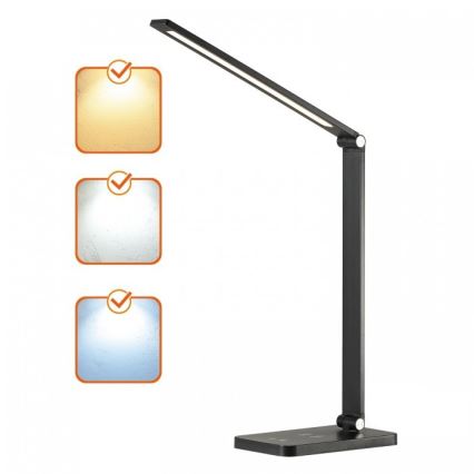 Candeeiro de secretária LED regulável com carregamento sem fios QI NOBLITE Q LED/7W/230V 3000/4000/6500K preto