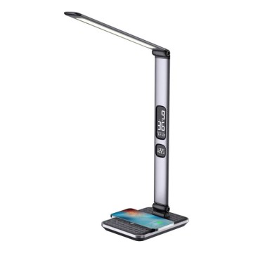 Candeeiro de mesa LED dimerizável LED/8,5W/230V com carregamento sem fios, prateado